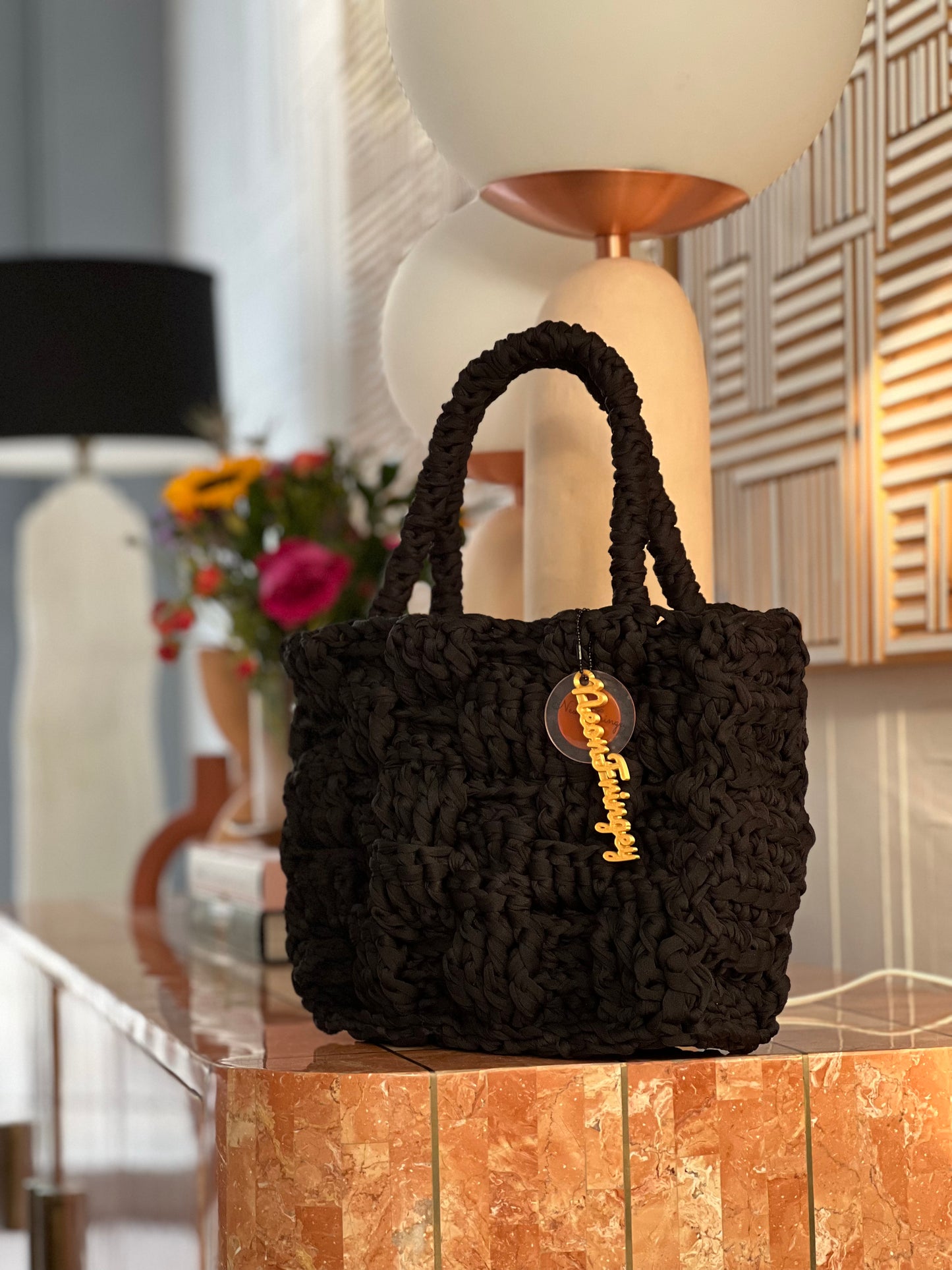 Black Basketweave Tote