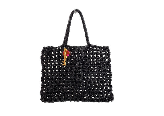 BLACK NET "SQUARE" TOTE