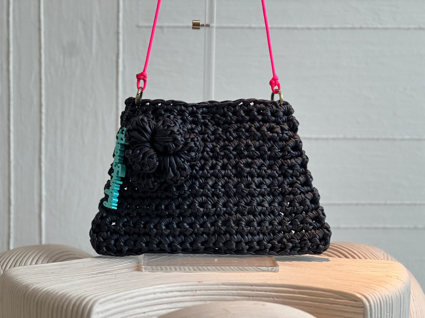Dark Navy Mini Trapezoid w/flower
