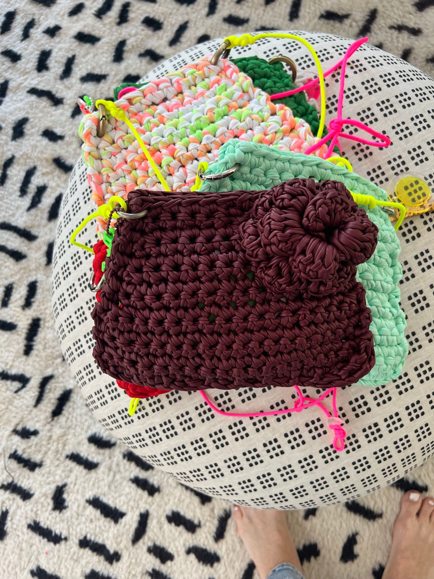 Burgundy Mini Trapezoid with Flowers