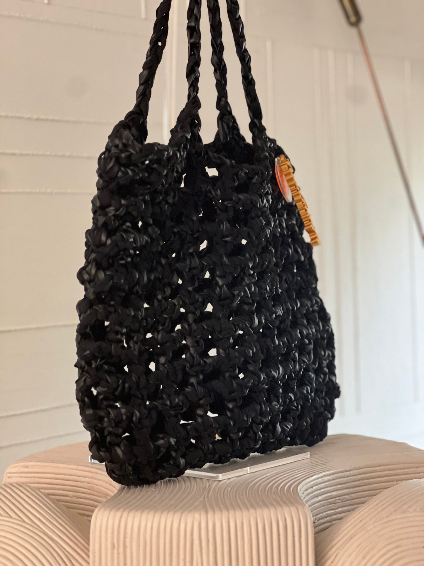 Black Fat Net Tote