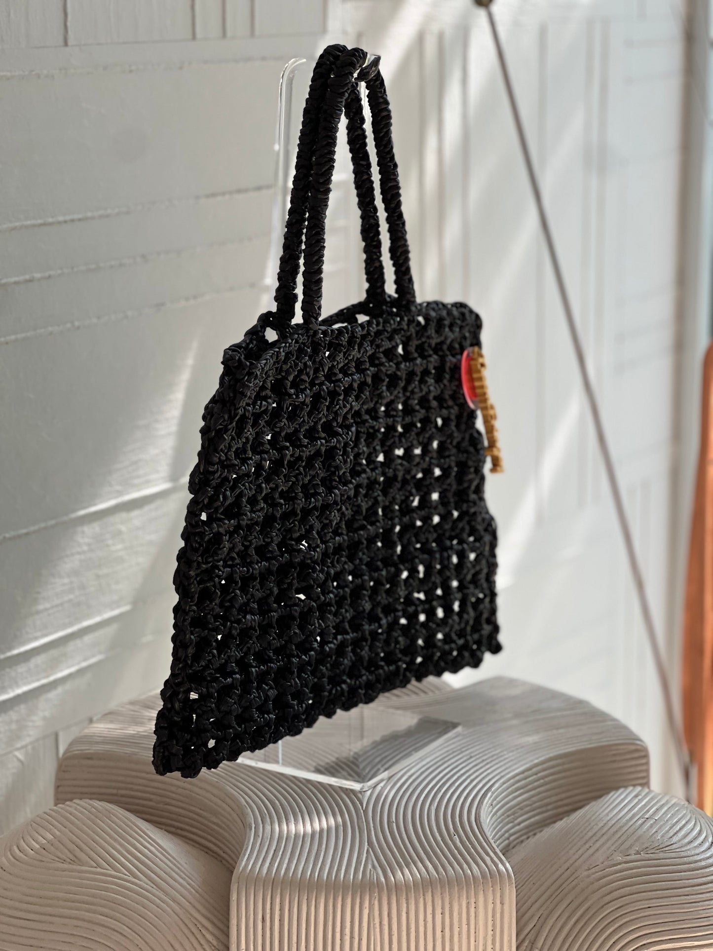 BLACK NET "SQUARE" TOTE