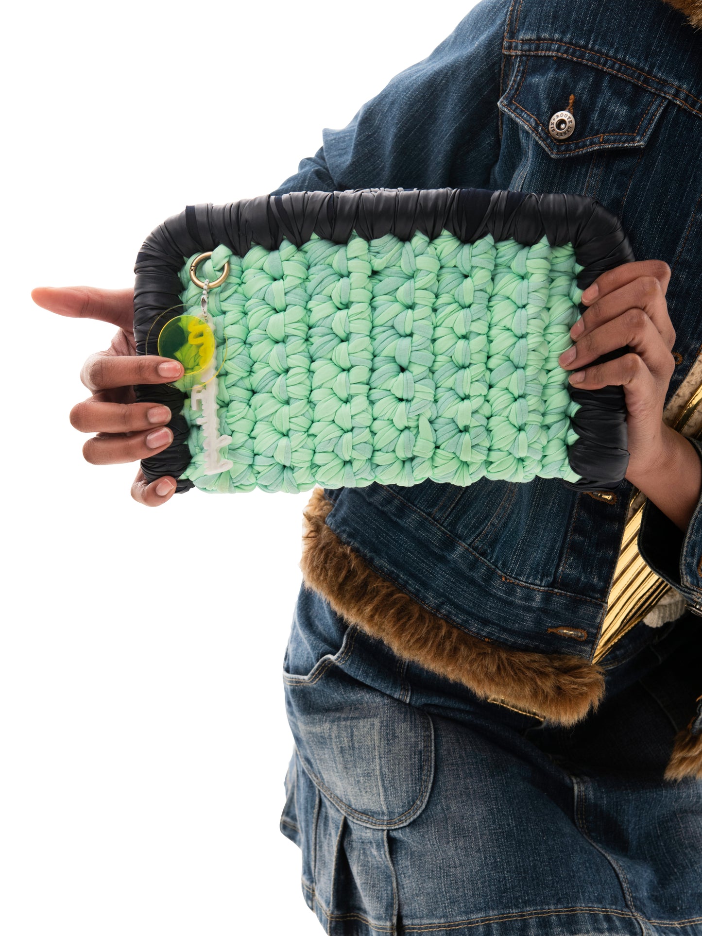 BLUE+ MINT BORDER CLUTCH