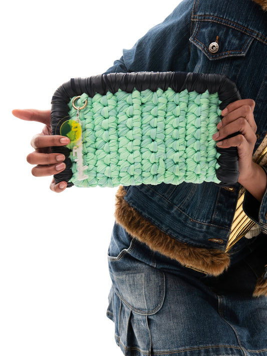 BLUE+ MINT BORDER CLUTCH