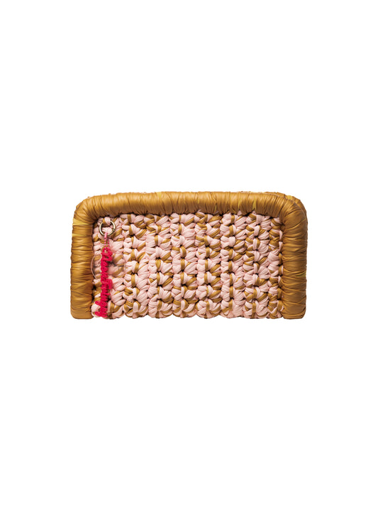 Peach/gold Border Clutch