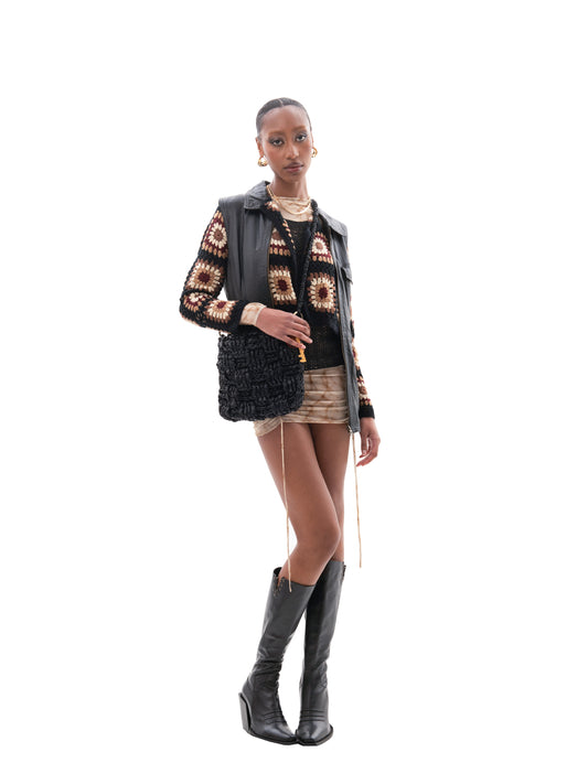 Black Basketweave Bag LG/Crossbody