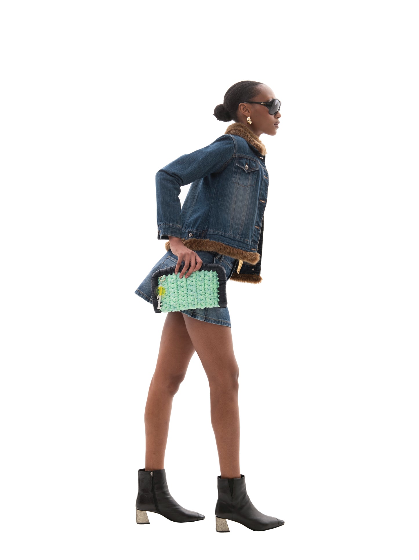 BLUE+ MINT BORDER CLUTCH