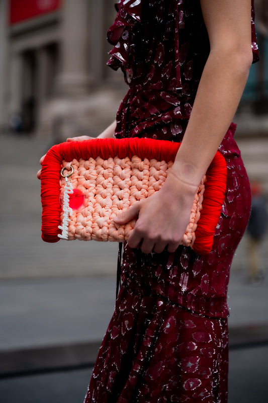 Red/Peach Border Clutch