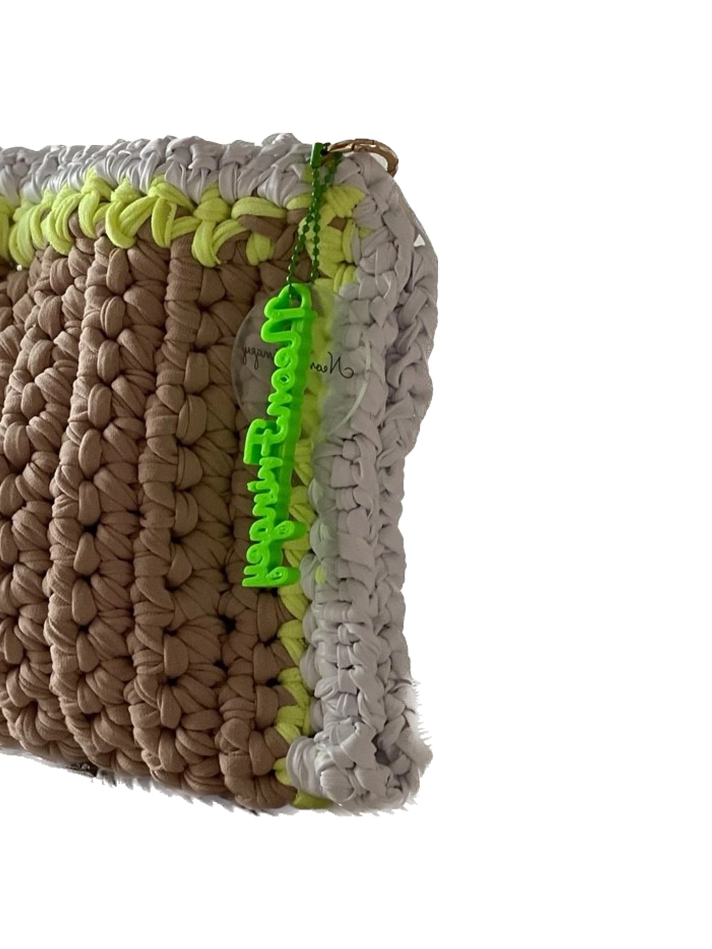 Tan+ Neon Ruffle Clutch