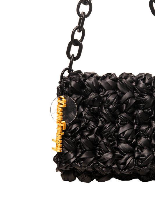 Black Puffy Zig Zag Bag