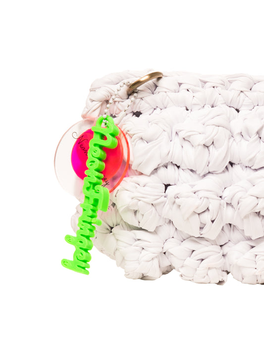 White Faux Leather Bubble Clutch