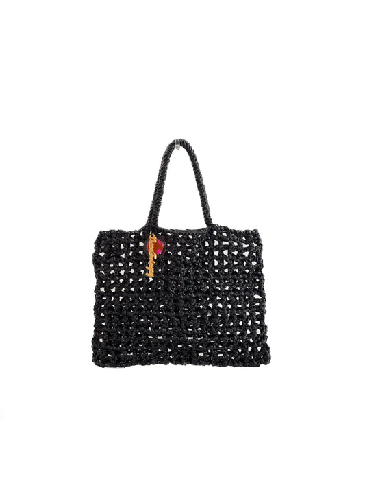 BLACK NET "SQUARE" TOTE