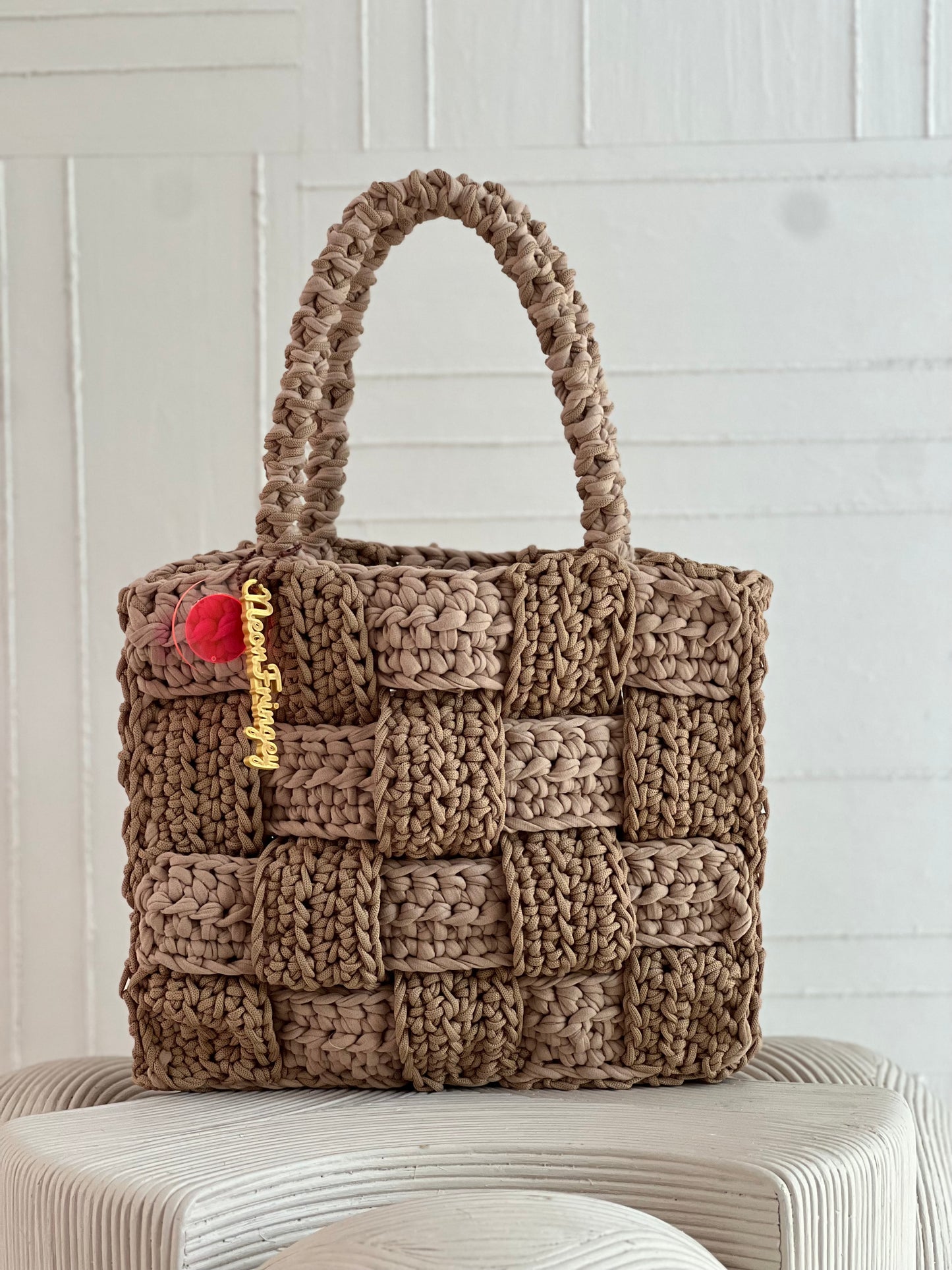 TAN TEXTURED TOTE