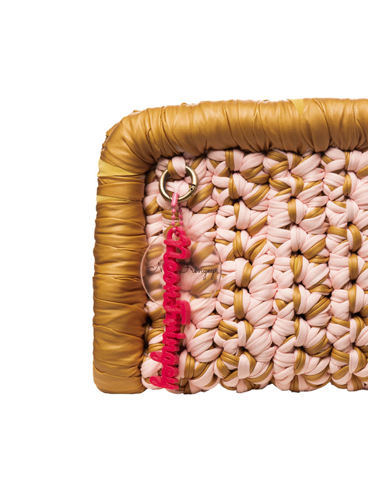Peach/gold Border Clutch