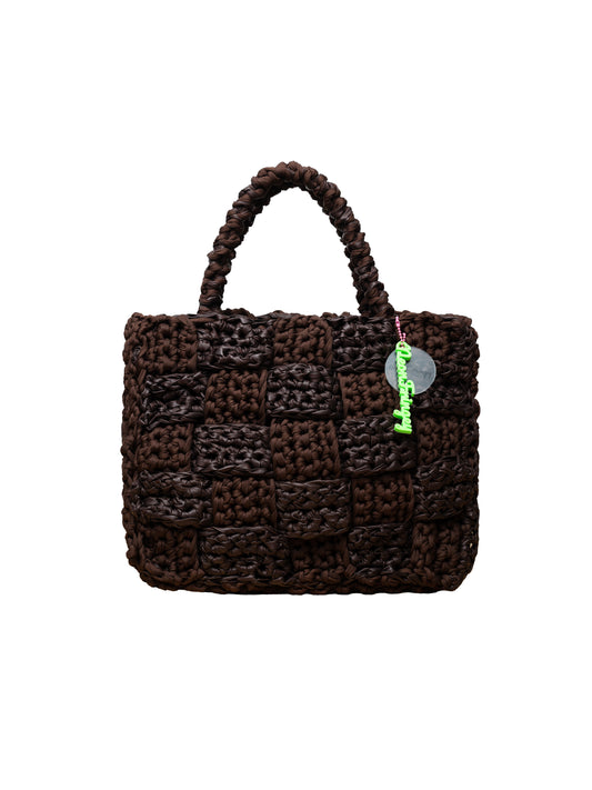 BROWN TEXTURED TOTE