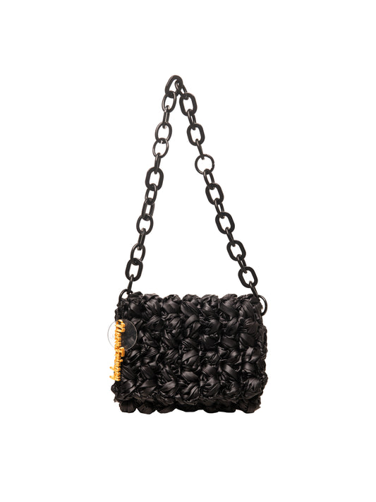 Black Puffy Zig Zag Bag